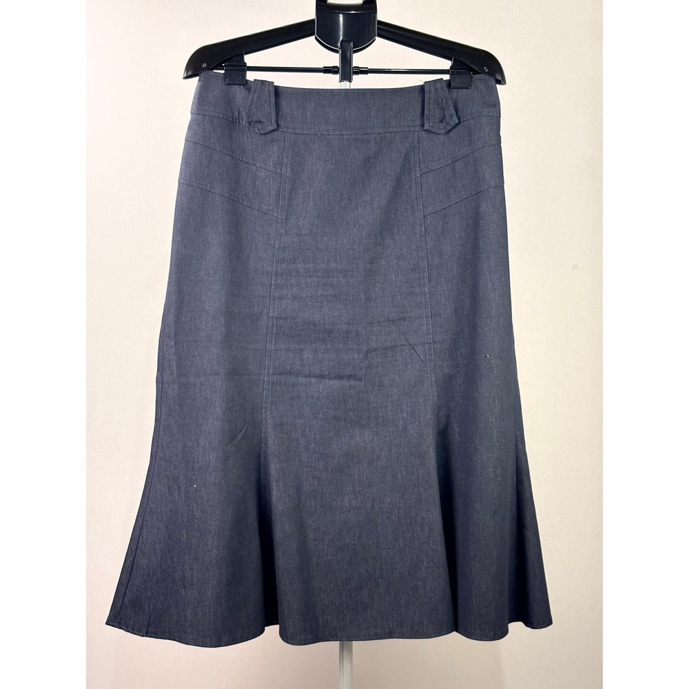 Dressbarn Denim Midi Skirt Dark Wash Blue Mermaid Flared Size 14 WPL-11128